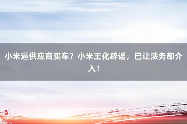 小米逼供应商买车？小米王化辟谣，已让法务部介入！