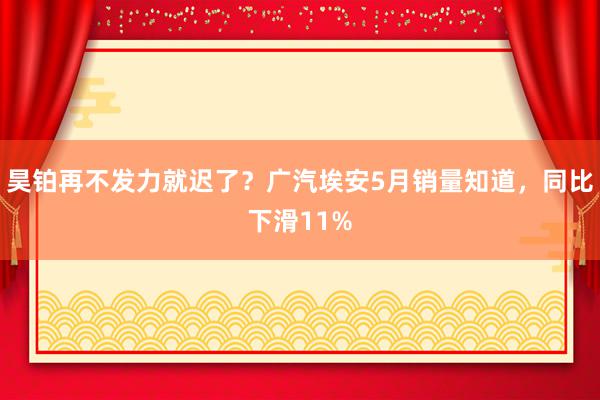 昊铂再不发力就迟了？广汽埃安5月销量知道，同比下滑11%