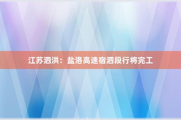 江苏泗洪：盐洛高速宿泗段行将完工