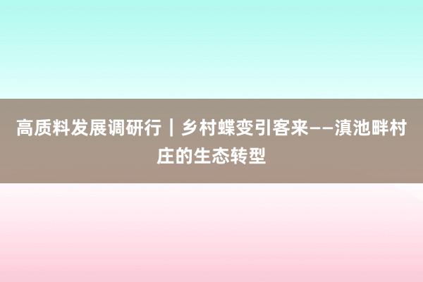 高质料发展调研行｜乡村蝶变引客来——滇池畔村庄的生态转型