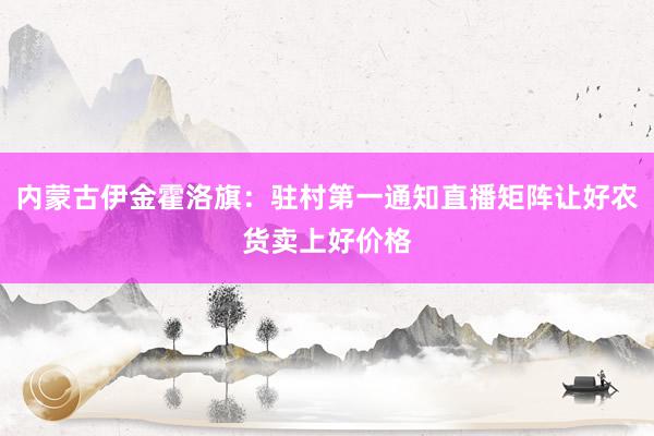 内蒙古伊金霍洛旗：驻村第一通知直播矩阵让好农货卖上好价格