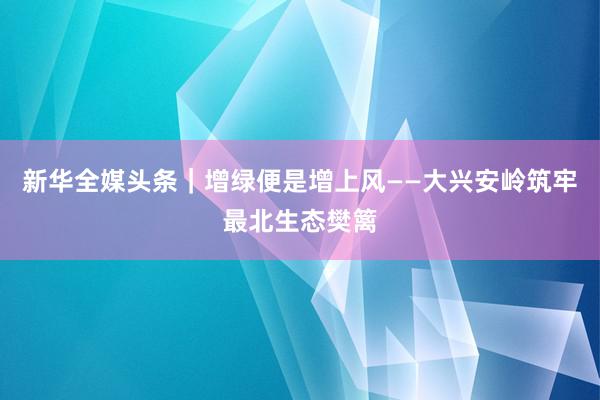 新华全媒头条｜增绿便是增上风——大兴安岭筑牢最北生态樊篱