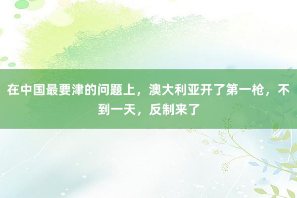 在中国最要津的问题上，澳大利亚开了第一枪，不到一天，反制来了