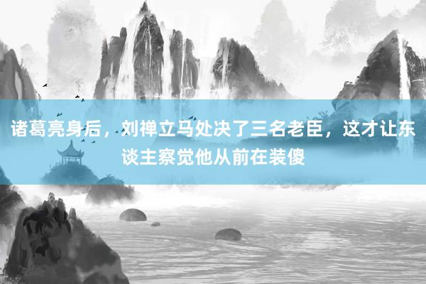 诸葛亮身后，刘禅立马处决了三名老臣，这才让东谈主察觉他从前在装傻