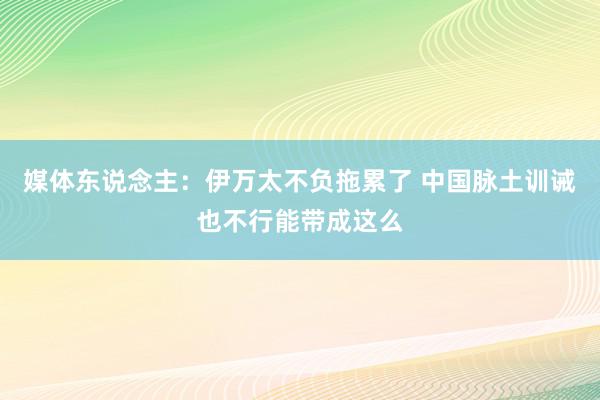 媒体东说念主：伊万太不负拖累了 中国脉土训诫也不行能带成这么