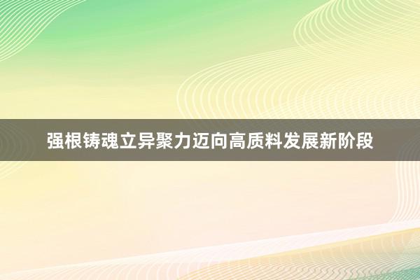 强根铸魂　立异聚力　迈向高质料发展新阶段