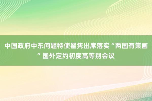 中国政府中东问题特使翟隽出席落实“两国有策画”国外定约初度高等别会议