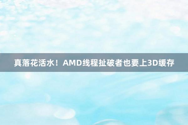 真落花活水！AMD线程扯破者也要上3D缓存