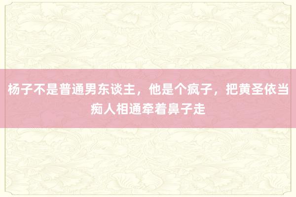 杨子不是普通男东谈主，他是个疯子，把黄圣依当痴人相通牵着鼻子走